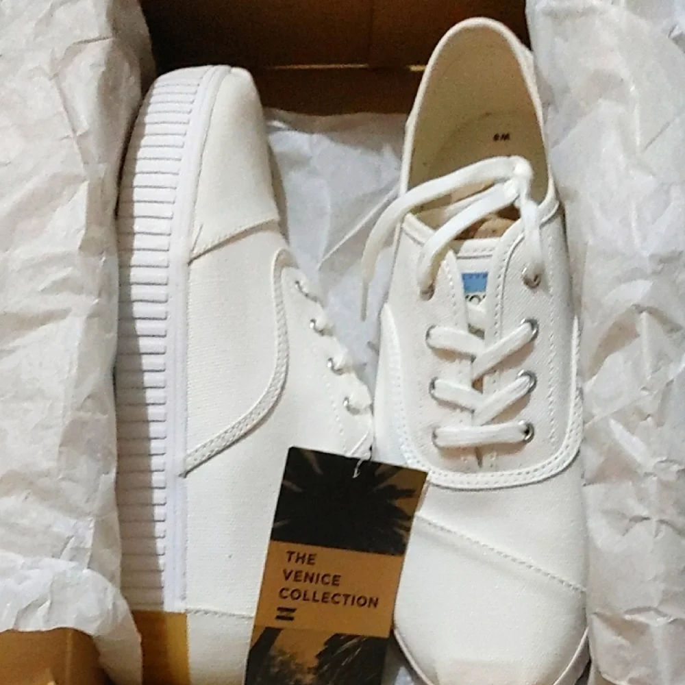 TOMS Women cordones indio Lace up Sneakers White size US 9 - Picture 1 of 4